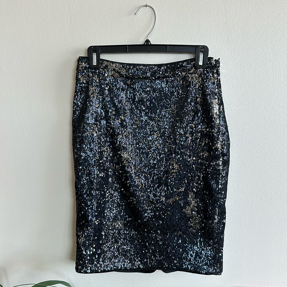 Zara Collection Black/Silver Mermaid Sequin Pencil Skirt Size M